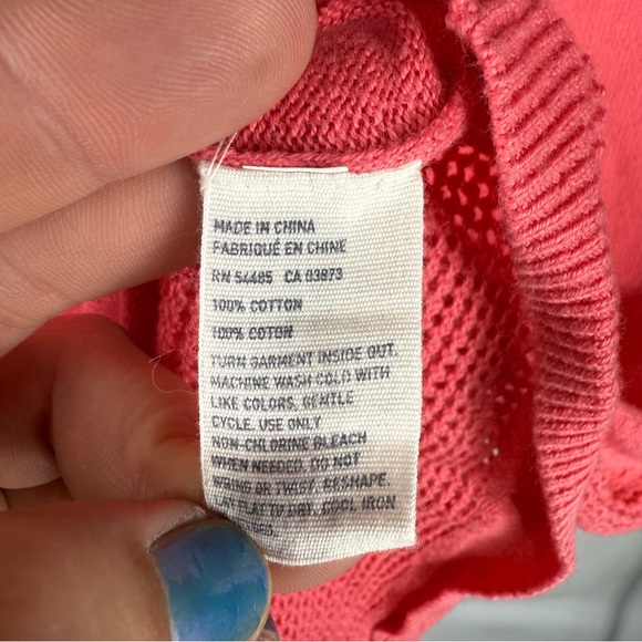 American Eagle Outfitters Coral Knit Sweater Mesh Back 3/4 Sleeve Size Small - Picture 4 of 7